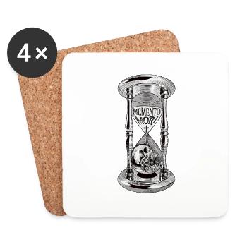 Sablier Memento Mori - Dessous de verre (lot de 4) - blanc - Devant