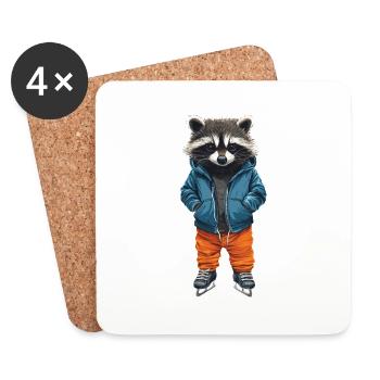 Waschbär - Untersetzer (4er-Set) - Weiß - Vorne