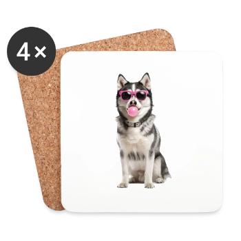 Sibirischer Husky - Untersetzer (4er-Set) - Weiß - Vorne