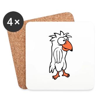 L’oiseau perroquet a l’air drôle stupide anxieux confus - Dessous de verre (lot de 4) - blanc - Devant