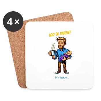100 % parent 0 %repos - Dessous de verre (lot de 4) - blanc - Devant