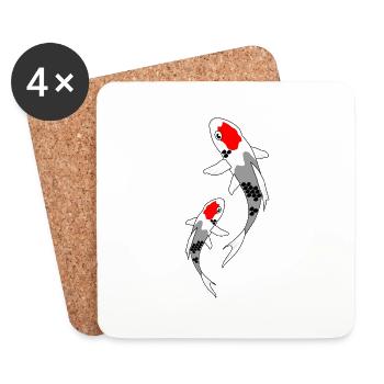 Koi rouge - Dessous de verre (lot de 4) - blanc - Devant