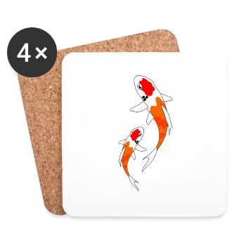 Koi d'orange - Dessous de verre (lot de 4) - blanc - Devant