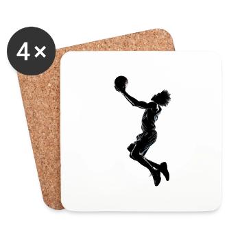 silhouette d’un basketteur - Dessous de verre (lot de 4) - blanc - Devant