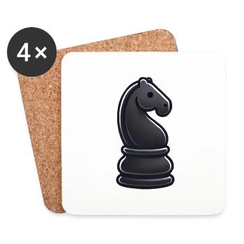 Elégant Chevalier Noir Pièce d’Echec - Dessous de verre (lot de 4) - blanc - Devant