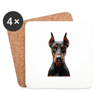 Dobermann - Untersetzer (4er-Set) - Weiß - Vorne