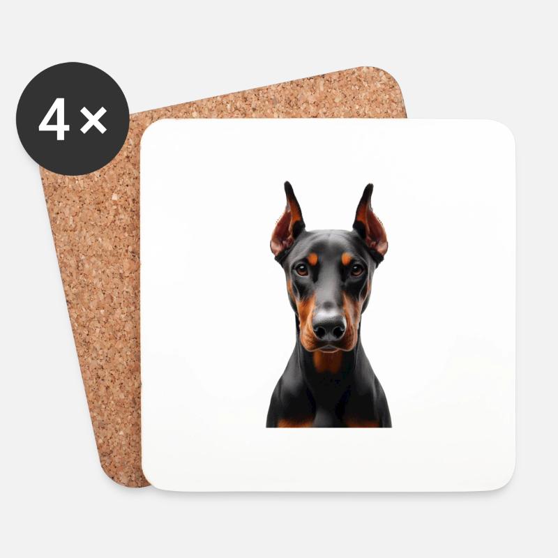Dobermann - Untersetzer (4er-Set) - Weiß