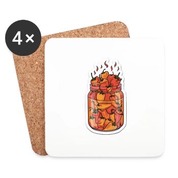 Chilli-Hot - Untersetzer (4er-Set) - Weiß - Vorne