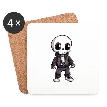 Skeleton Halloween Cartoon - Coasters (set of 4) - white - Front