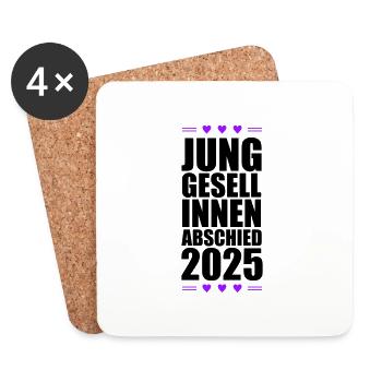 Junggesellinnen Abschied Herz 2025 - Untersetzer (4er-Set) - Weiß - Vorne