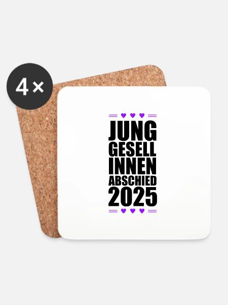 Junggesellinnen Abschied Herz 2025 - Untersetzer (4er-Set) - Weiß
