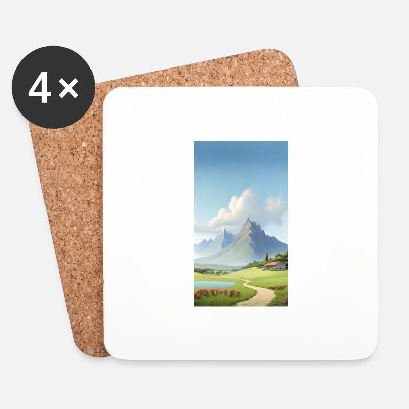 Landschaftsbild - Untersetzer (4er-Set) - Weiß
