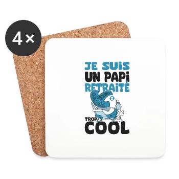 Papy retraité cool cadeau drôle grand-père - Dessous de verre (lot de 4) - blanc - Devant