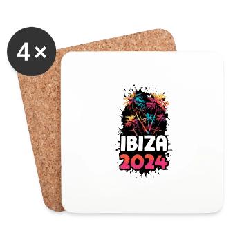 Ibiza 2024 Urlaub Reise Bunt - Untersetzer (4er-Set) - Weiß - Vorne