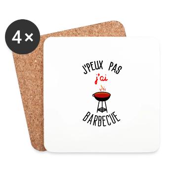 J peux pas j ai Barbecue - Dessous de verre (lot de 4) - blanc - Devant