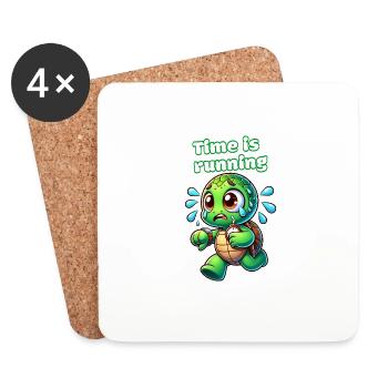 Time is running – Stressed Turtle Shirt - Coasters (set of 4) - white - Front