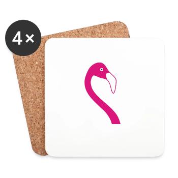 Pink Flamingo Silhouette - Coasters (set of 4) - white - Front
