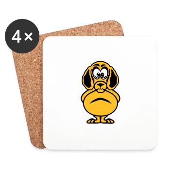 dog head drawing animals child - Coasters (set of 4) - white - Front