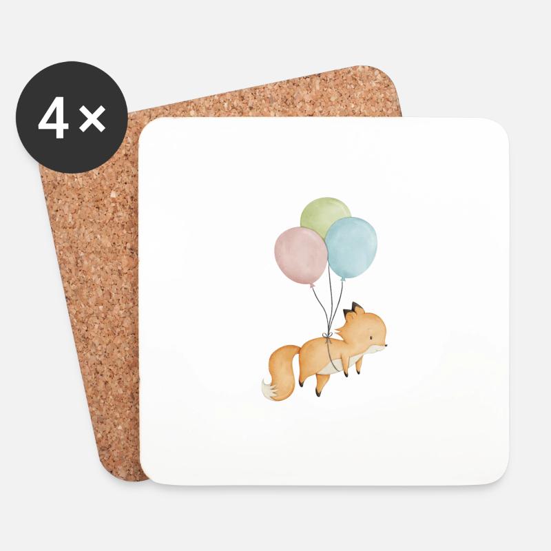 Baby Fuchs Luftballon - Untersetzer (4er-Set) - Weiß