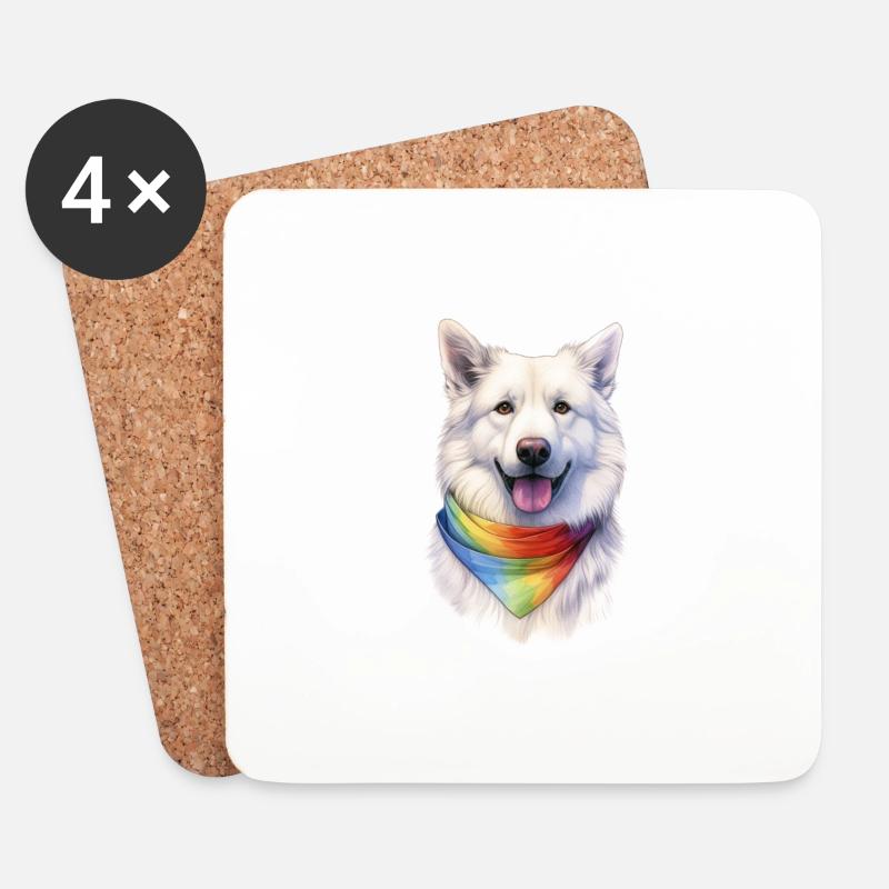 Pride Dog - Untersetzer (4er-Set) - Weiß