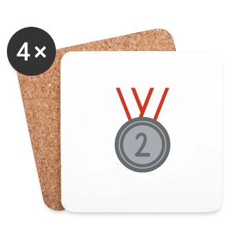 Medal Second Place Sport - Coasters (set of 4) - white - Front