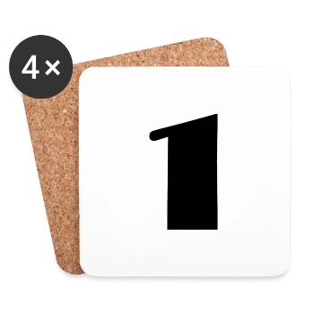 1 AN. 1er ANNIVERSAIRE. ANNIVERSAIRE 1 AN. 1. UN - Dessous de verre (lot de 4) - blanc - Devant