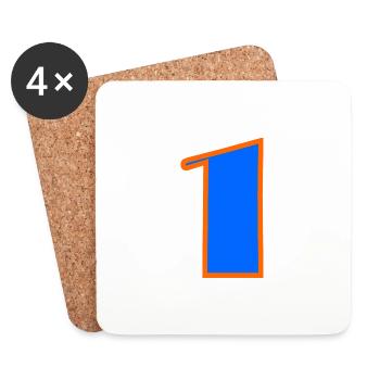 1 YEAR. 1ST ANNIVERSARY. BIRTHDAY 1 YEAR. ONE - Coasters (set of 4) - white - Front