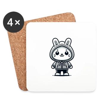 Playful Bunny - Confident and Cool - Coasters (set of 4) - white - Front