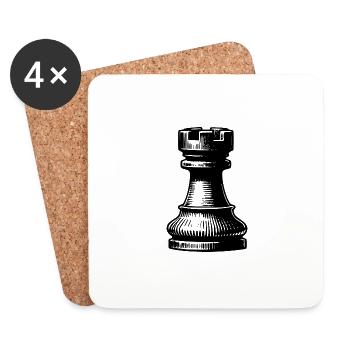 Schachspiel Schachfigur Turm - Untersetzer (4er-Set) - Weiß - Vorne
