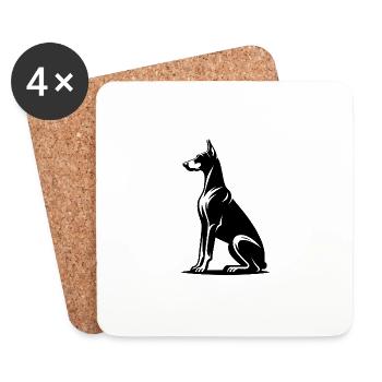 Edle Dobermann Tattoo Hunde Silhouette - Untersetzer (4er-Set) - Weiß - Vorne