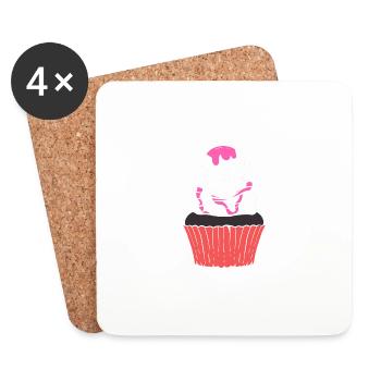 Skull Cupcake Baker Cadeau - Dessous de verre (lot de 4) - blanc - Devant