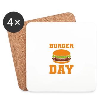 Burger Day Fast Food Crew Cadeau - Dessous de verre (lot de 4) - blanc - Devant