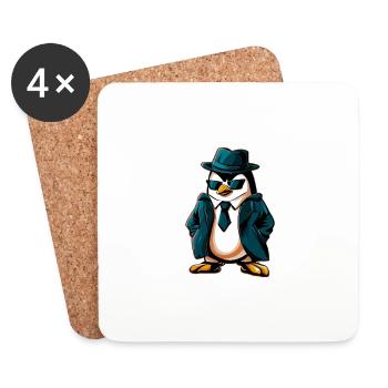 Agent Pingouin - Dessous de verre (lot de 4) - blanc - Devant