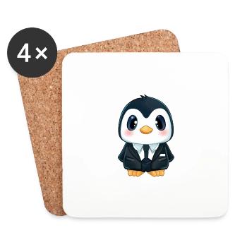 Pingouin mignon - Dessous de verre (lot de 4) - blanc - Devant