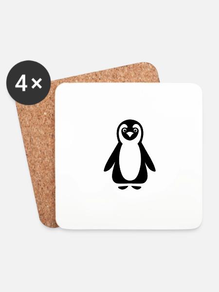 Pinguin - Untersetzer (4er-Set) - Weiß