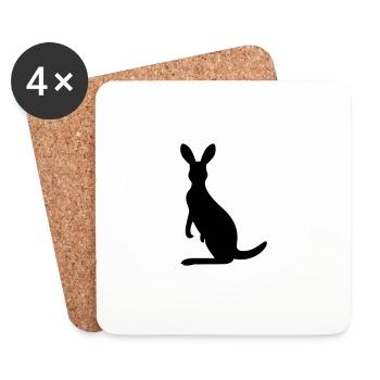 kangaroo - Coasters (set of 4) - white - Front