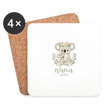 Mama Est. 2024 Koala câlin Couronne florale nouvelle maman - Dessous de verre (lot de 4) - blanc - Devant