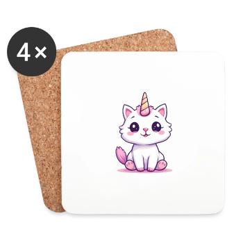 Einhornkatze - Untersetzer (4er-Set) - Weiß - Vorne