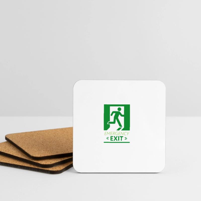 Emergency Exit Basic Green Coasters (set of 4)
