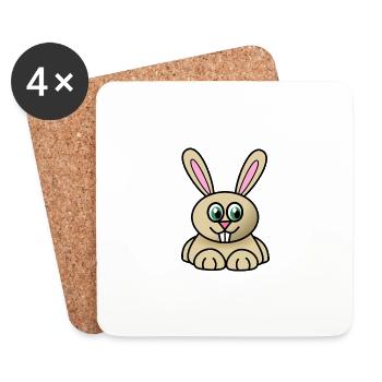 lapin mignon - Dessous de verre (lot de 4) - blanc - Devant