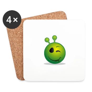 Emoji - Untersetzer (4er-Set) - Weiß - Vorne