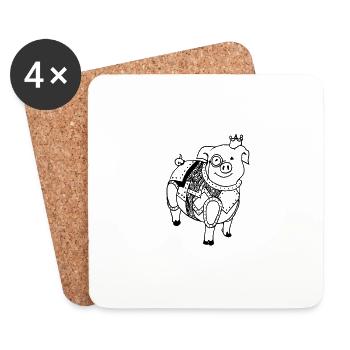 The Art Deco Space Pig Queen - Coasters (set of 4) - white - Front