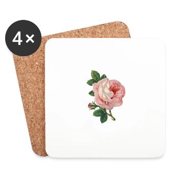 Pink Rose! Gift Idea - Coasters (set of 4) - white - Front