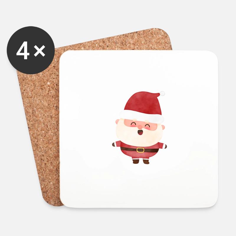 Weihnachtsmann - Untersetzer (4er-Set) - Weiß