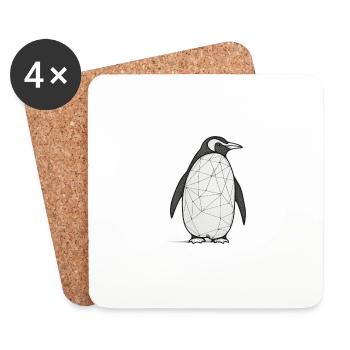 Geometrischer Pinguin - Untersetzer (4er-Set) - Weiß - Vorne