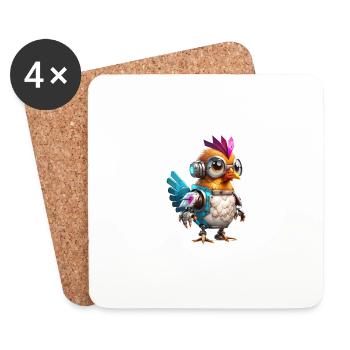 Poulet Robo - Dessous de verre (lot de 4) - blanc - Devant