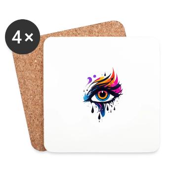 Beautiful colored eyes motif - Coasters (set of 4) - white - Front