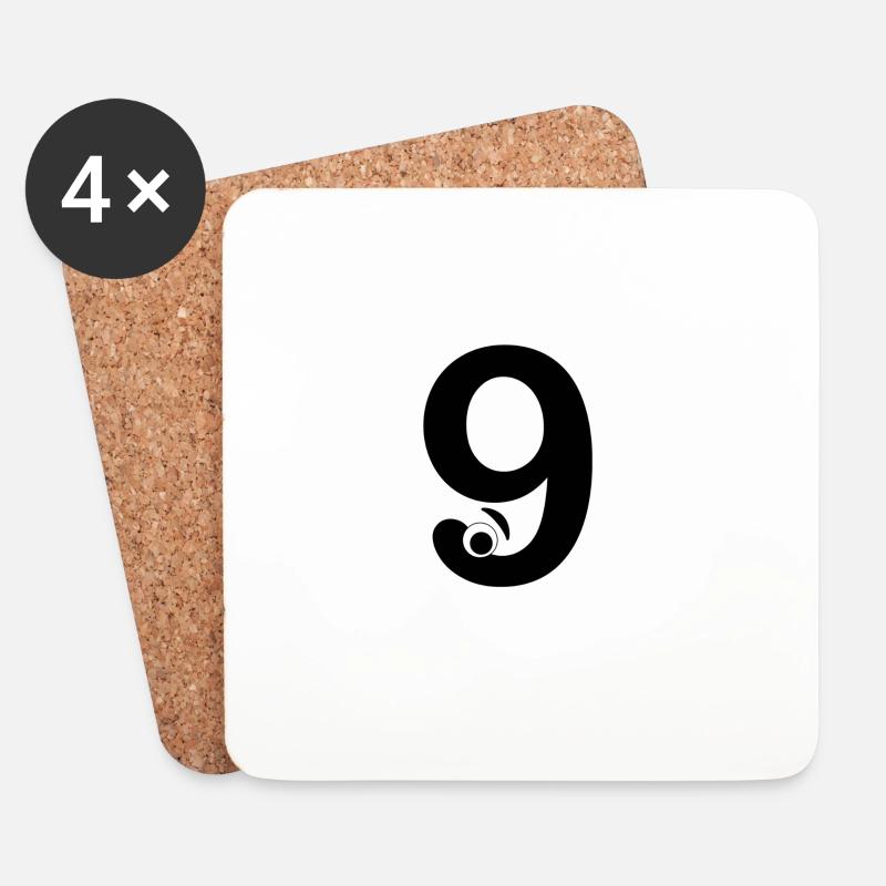 Zahl Neun 9 Kinder Geburtstag Mathematik lernen - Untersetzer (4er-Set) - Weiß