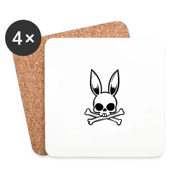 Lapin Crâne de Pâques Crâne - Dessous de verre (lot de 4) - blanc - Devant