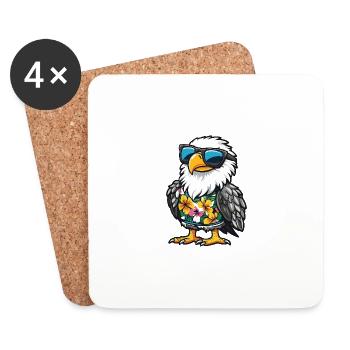Eagle Bande dessinée Cool Été - Dessous de verre (lot de 4) - blanc - Devant